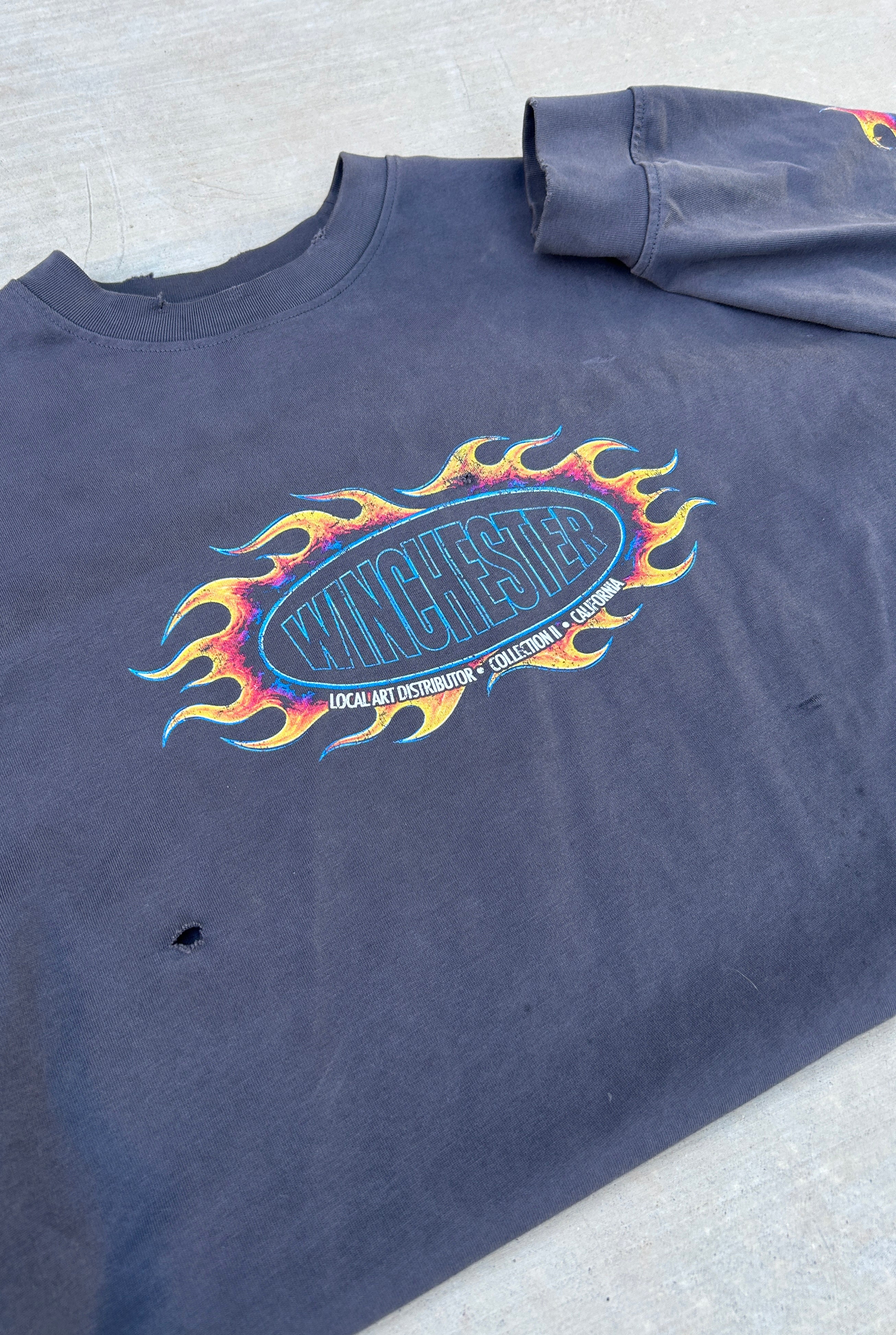 Winchester Flames Oversized Long Sleeve (Carbon Grey)