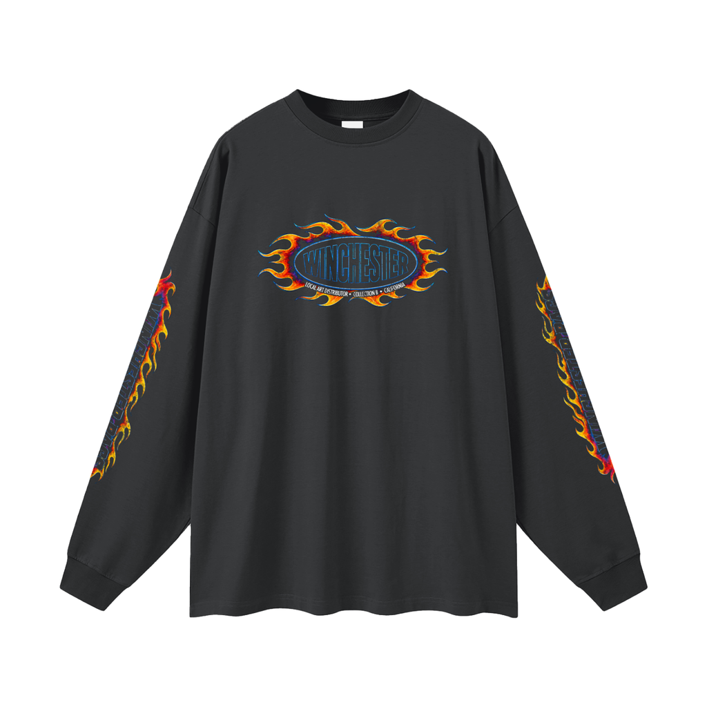 Winchester Flames Oversized Long Sleeve (Carbon Grey)