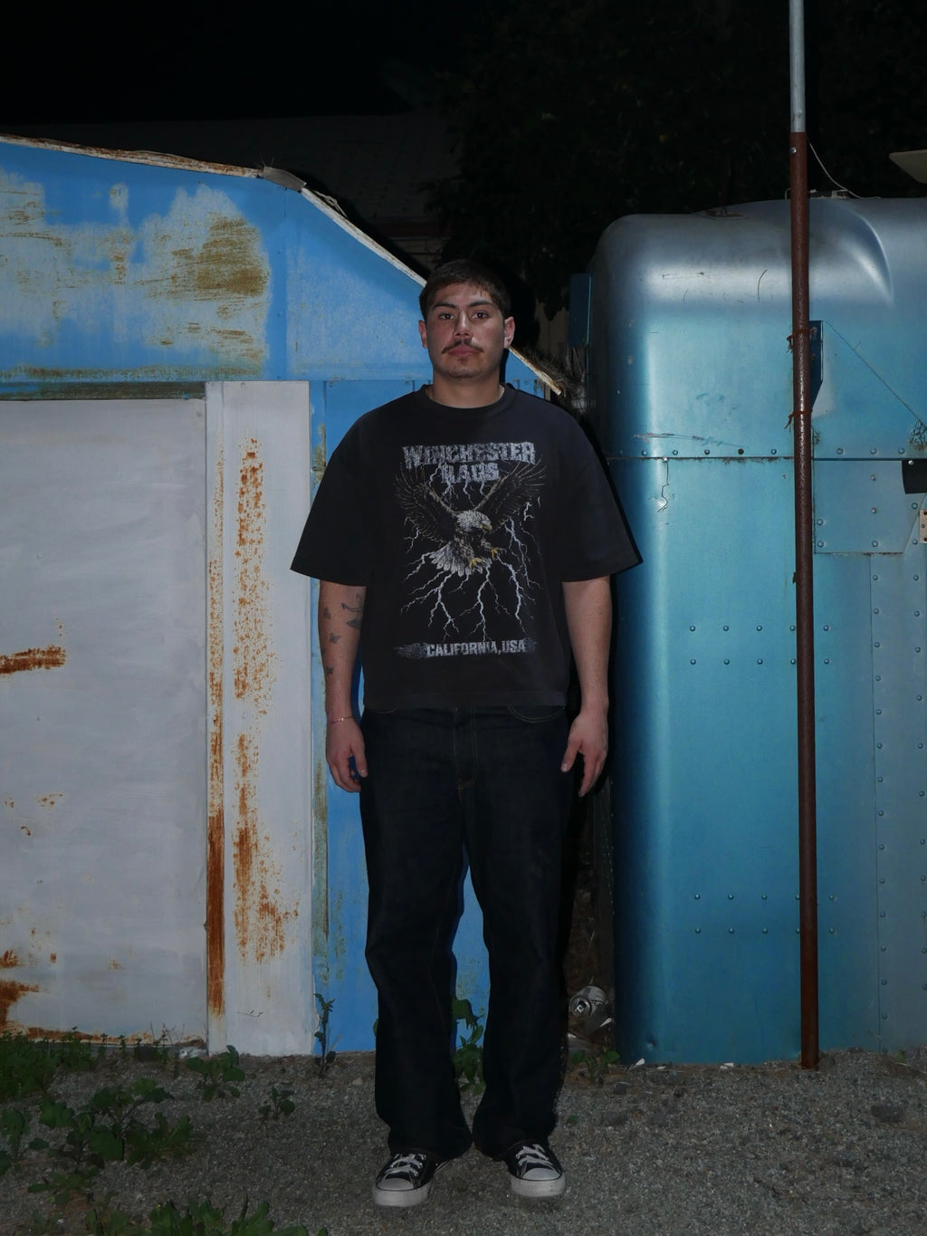 Eagle Storm Cropped Boxy Tee (Vintage Black)
